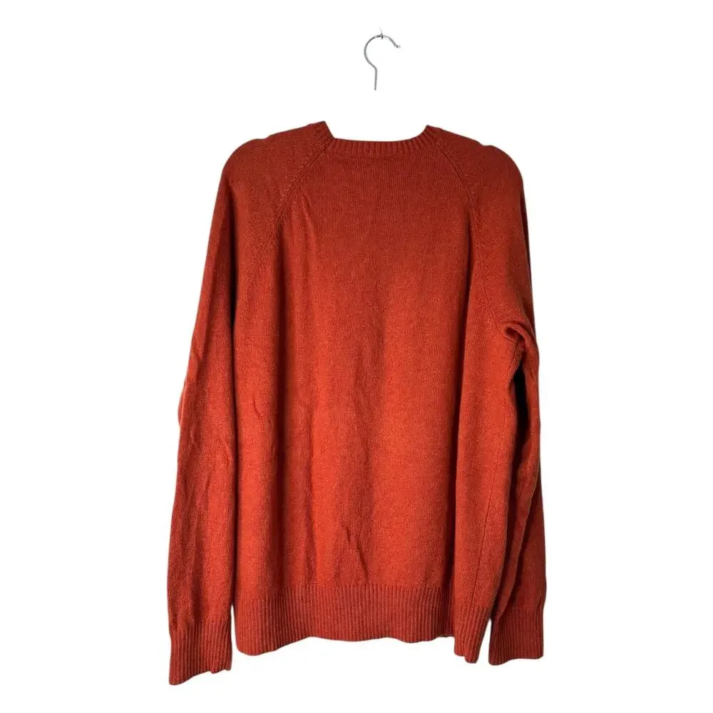 J Crew Sweater Men's Size XL Burnt Orange Crewneck Wool Blend Long Raglan Sleeve
